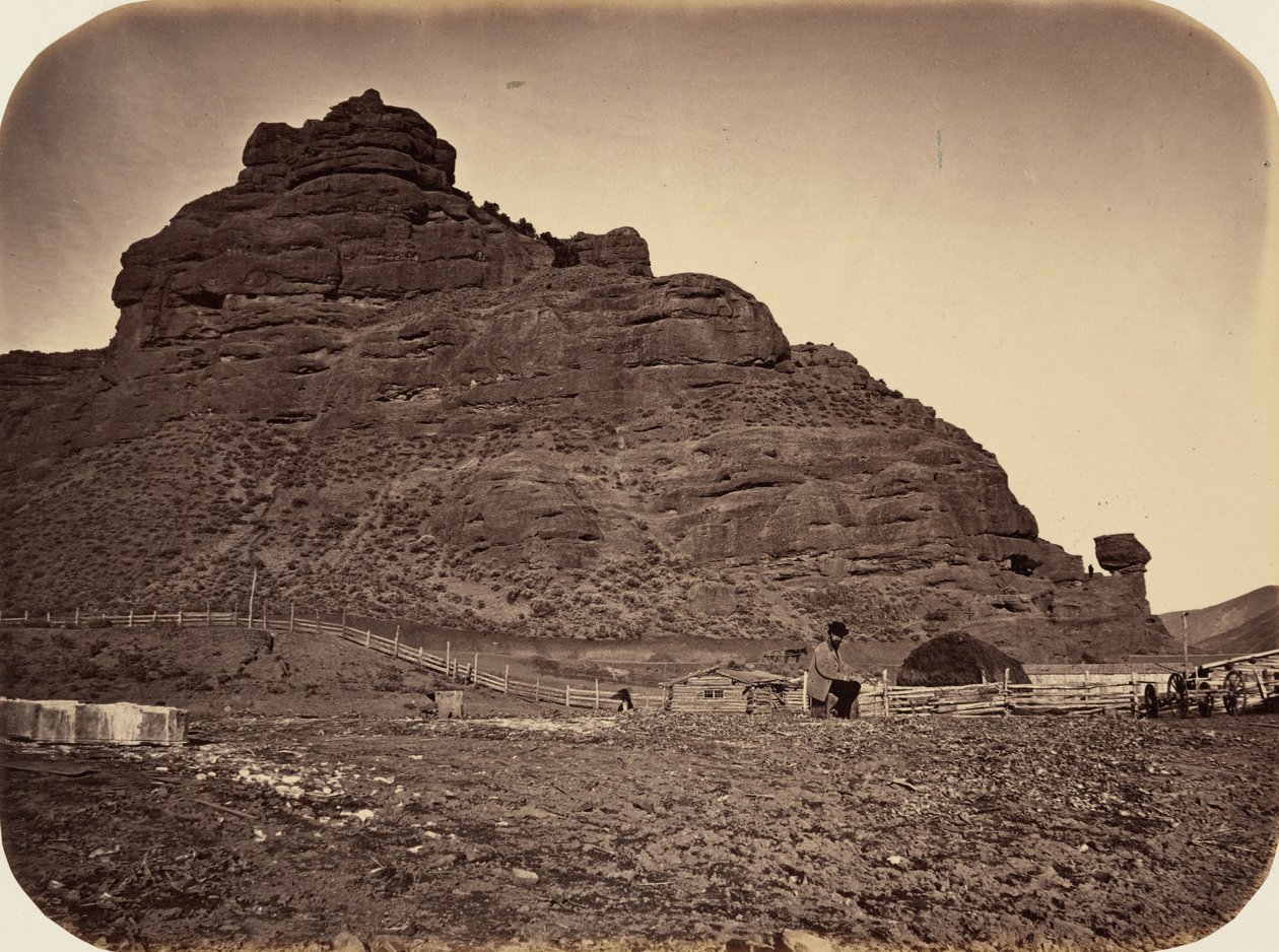 プレート34.1869年、ウェーバー渓谷のセンチネル・ロック（写真） 作： アンドリュー・ジョセフ・ラッセル
