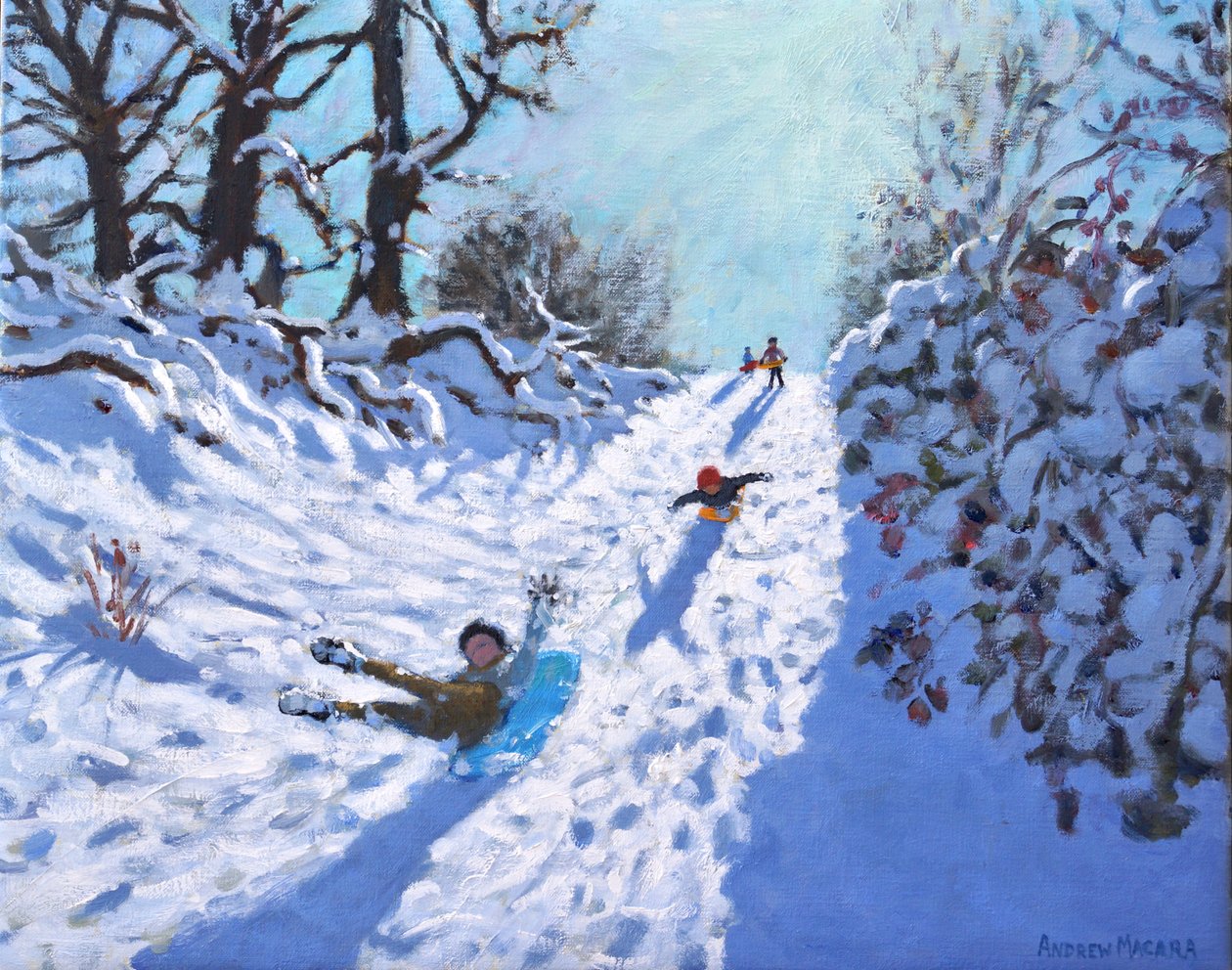 Sledging、Calke Abbey、Ticknall、Derby、2021年（キャンバスに油彩） 作： アンドリュー・マカラ