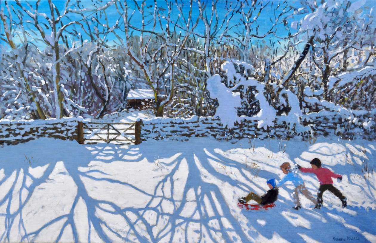Sledging、Gambols Lane、Dovehead、High Peak、Derbyshire、2021年（キャンバスに油彩） 作： アンドリュー・マカラ