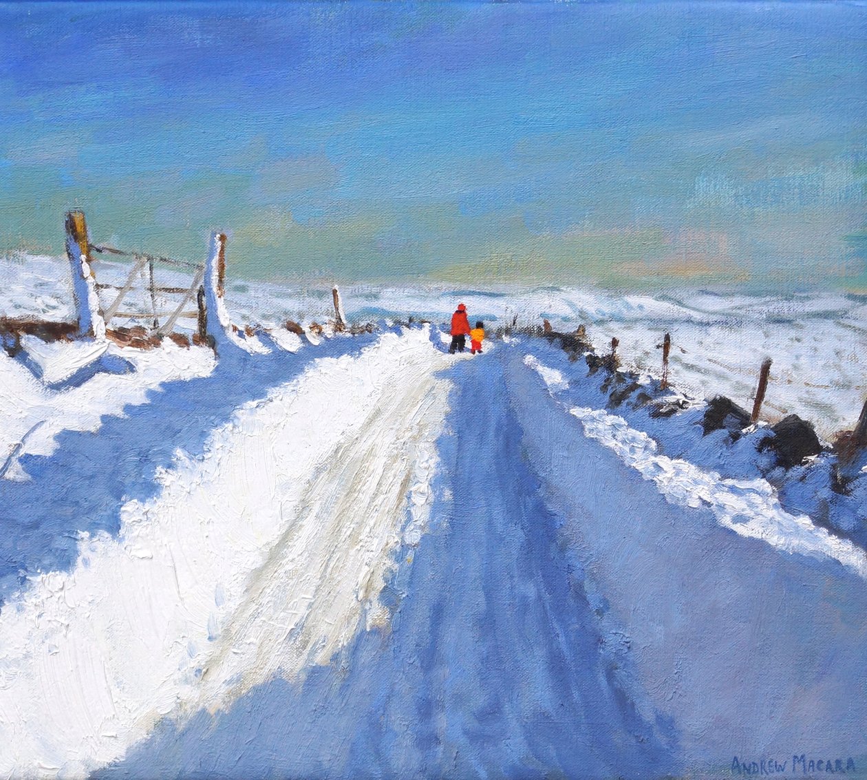 Snowploughed road,Derbyshire Peak District,2019,(oil on canvas) 作： アンドリュー・マカラ