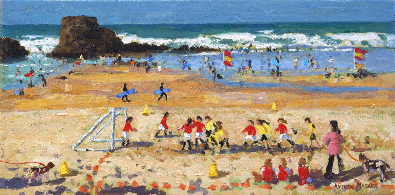 Sports day,Perranporth,2017,(oil on canvas) 作： アンドリュー・マカラ