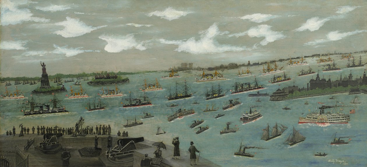 自由の女神、1893年とニューヨーク港のアメリカ艦隊のレビュー 作： アンドリュー・マイヤー