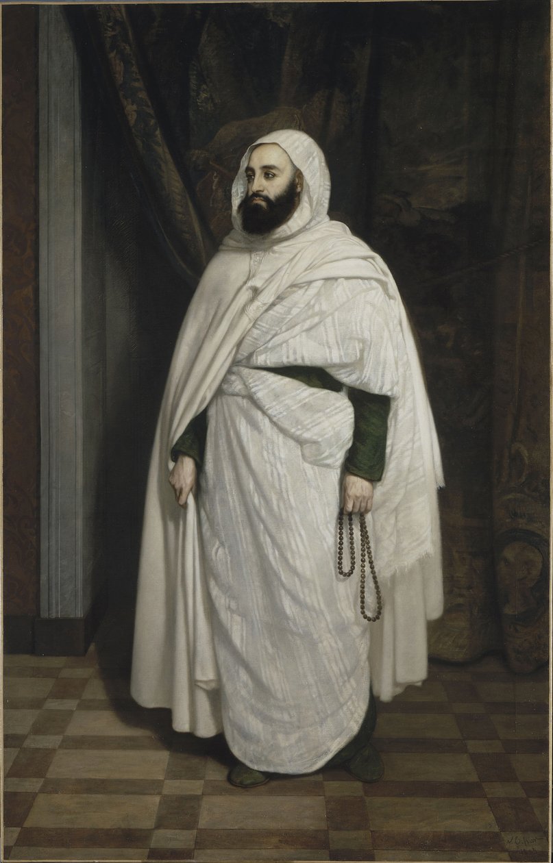 Abdelkader ibn Muhieddine 1808-1883、1853の肖像。 作： アンジュ・ティシエ