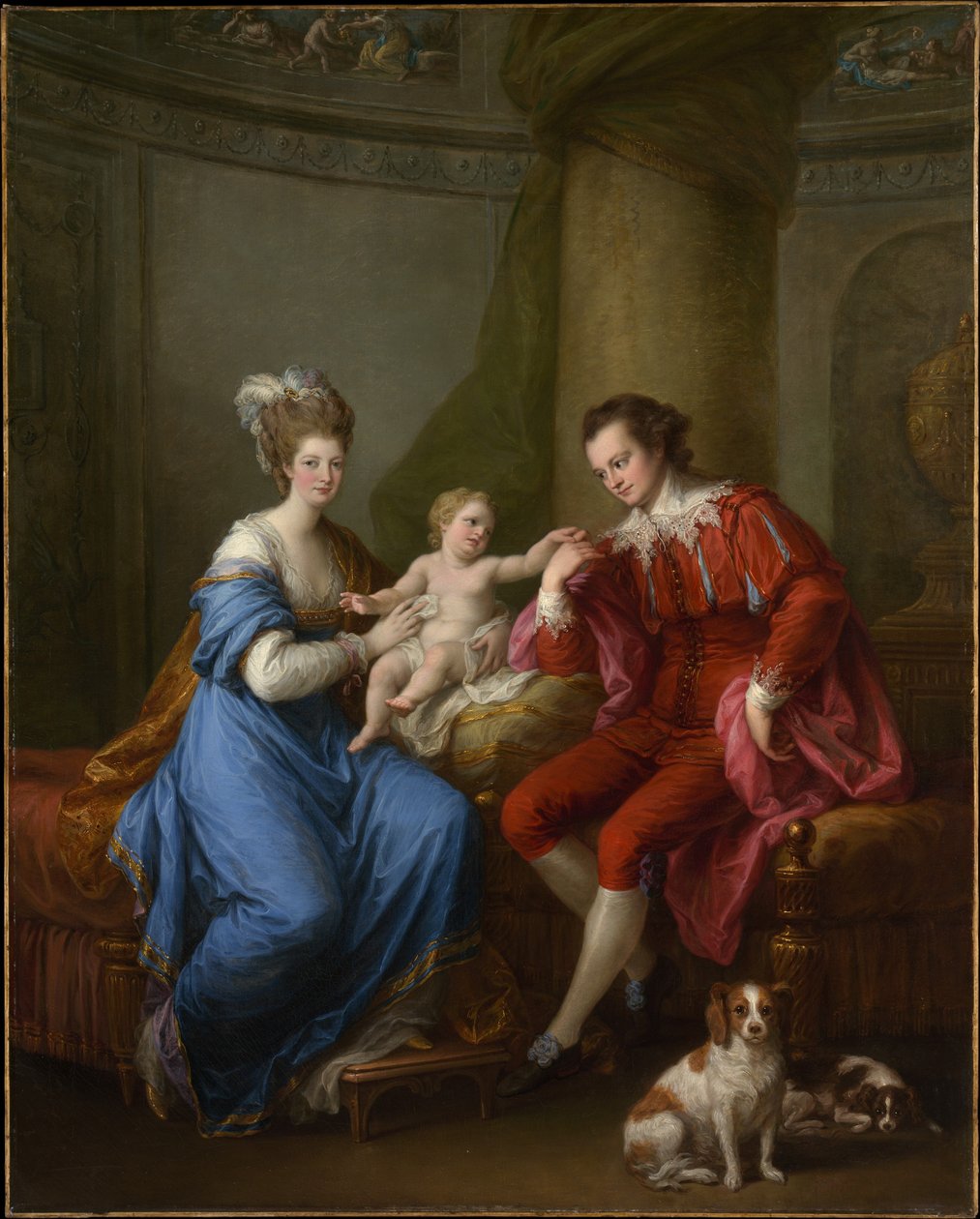 エドワード・スミス・スタンリー（1752-1834）、第12代ダービー伯爵、ダービー伯爵夫人エリザベス（レディ・エリザベス・ハミルトン、1753-1797）、およびその息子（エドワード・スミス・スタンリー、1775-1851） 作： アンジェリカ・カウフマン