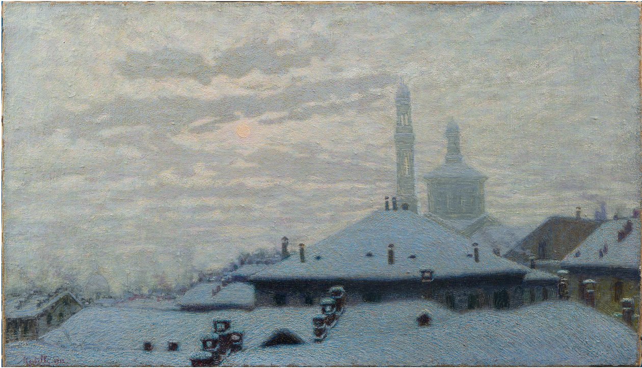 雪に覆われた屋根1910年、雪に覆われた屋根 作： アンジェロ・モルベリ