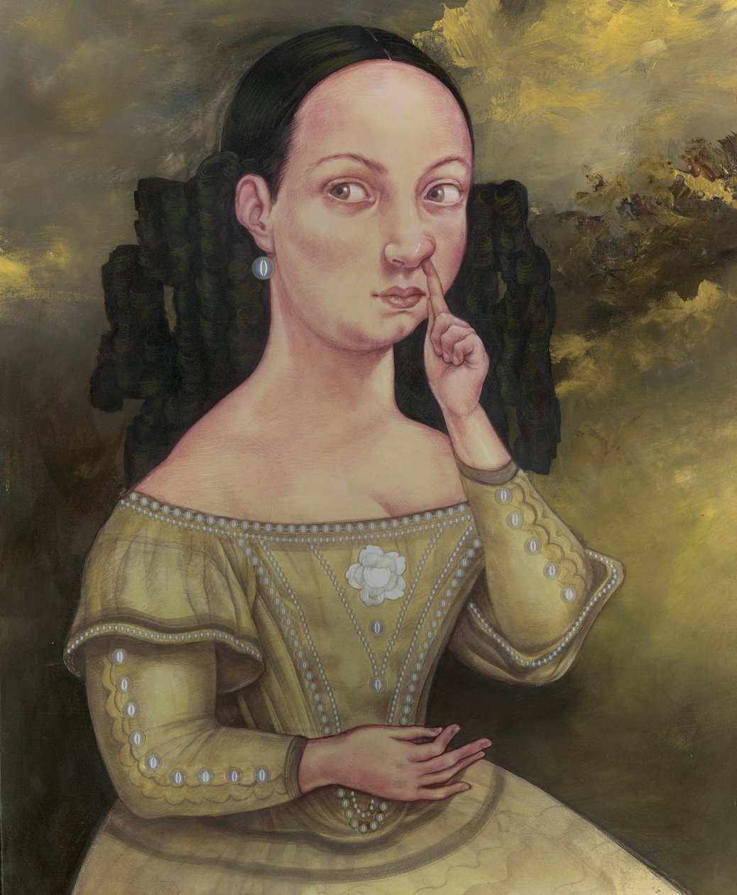 Lady With Nasal Issues, 2018（イラストレーションボードにアクリル絵の具） 作： アニタ・クンツ