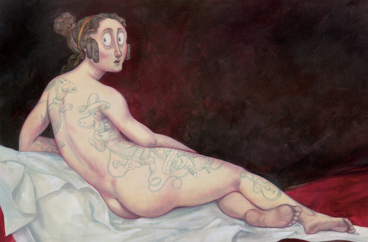 Reclining Nude With Ink, 2018（イラストレーションボードにアクリル絵の具） 作： アニタ・クンツ