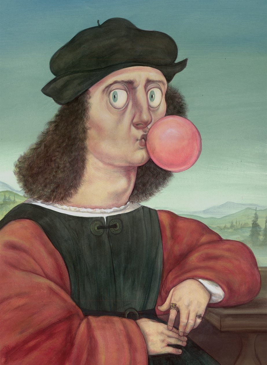 Rude Man With Bubble Gum, 2018（イラストレーションボードにアクリル絵の具） 作： アニタ・クンツ