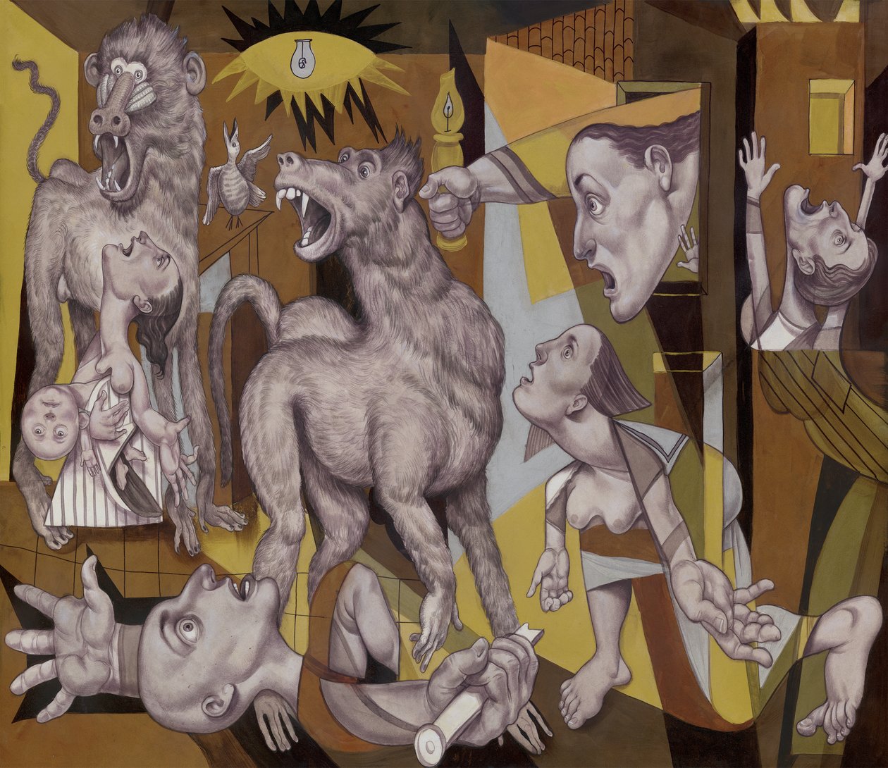 The Guereza Guernica, 2018（イラストレーションボードにアクリル絵の具） 作： アニタ・クンツ
