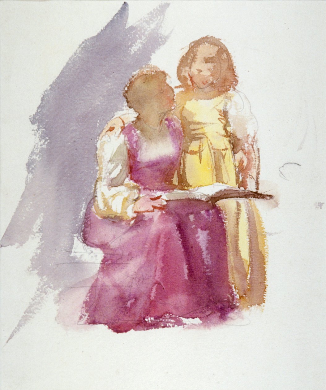 「座っている女性と若い女の子」、c1864-1930 作： アンナ・リー・メリット
