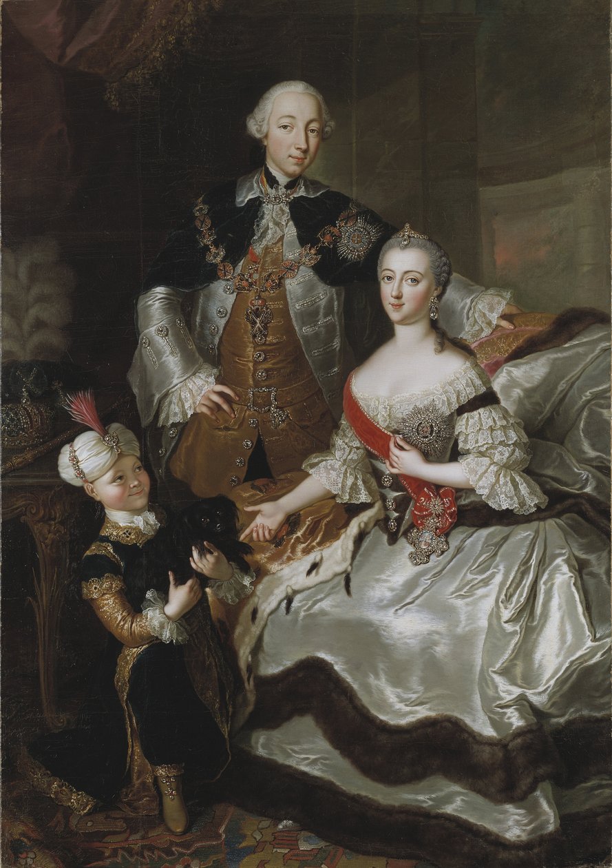 Pierre III Fiodorovitch, empereur de Russie et Catherine Alexeivna (Catherine II) - ピョートル・フィヨドロヴィッチ大公とカトリーヌ・アレクセイヴナ大公妃の肖像、リジウスカ、アンナ・ロジーナ（1713-1783）作。油彩・キャンバス 作： アンナロシーナリシェウスカ