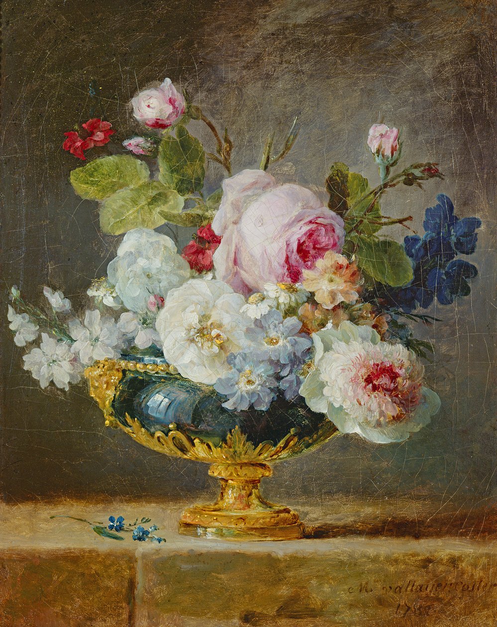 青い花瓶の花1782 作： アン・ヴァレイヤー・コスター