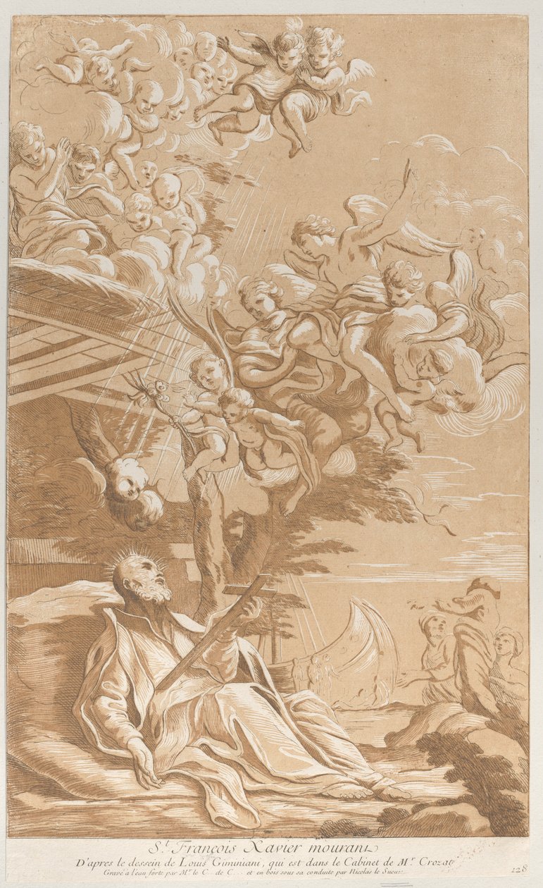 聖フランシスコ ザビエルの死, ca. 1729年。 作： アン・クロード・フィリップ・ド・ケイラス