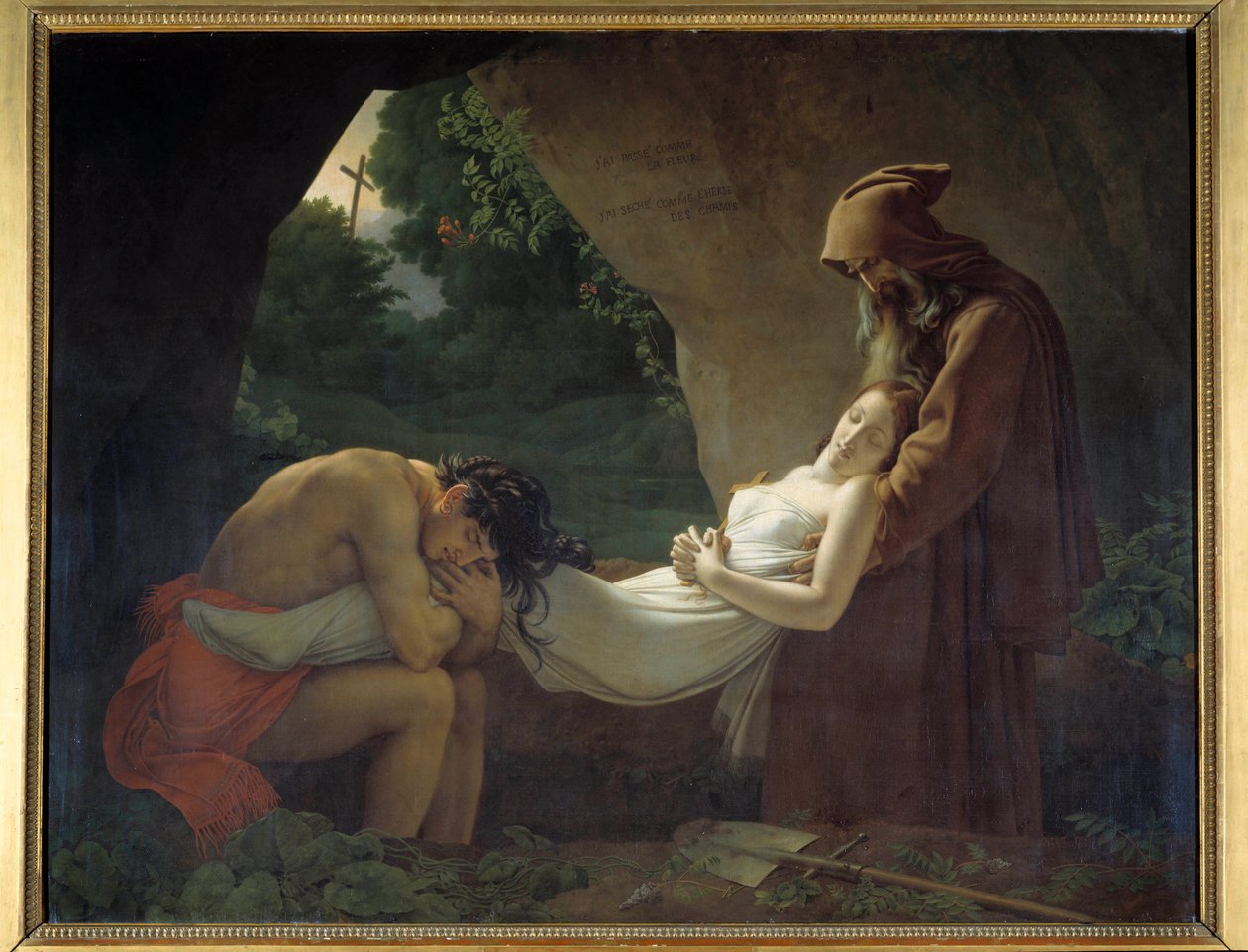 アタラの墓や葬儀へ。アンヌ・ルイ・ジロデ・ド・ルーシー・トリオソン（Anne-Louis Girodet de Roucy-Trioson）の絵 作： アン・ルイス・ジロデ・ド・ルーシー・トリオソン