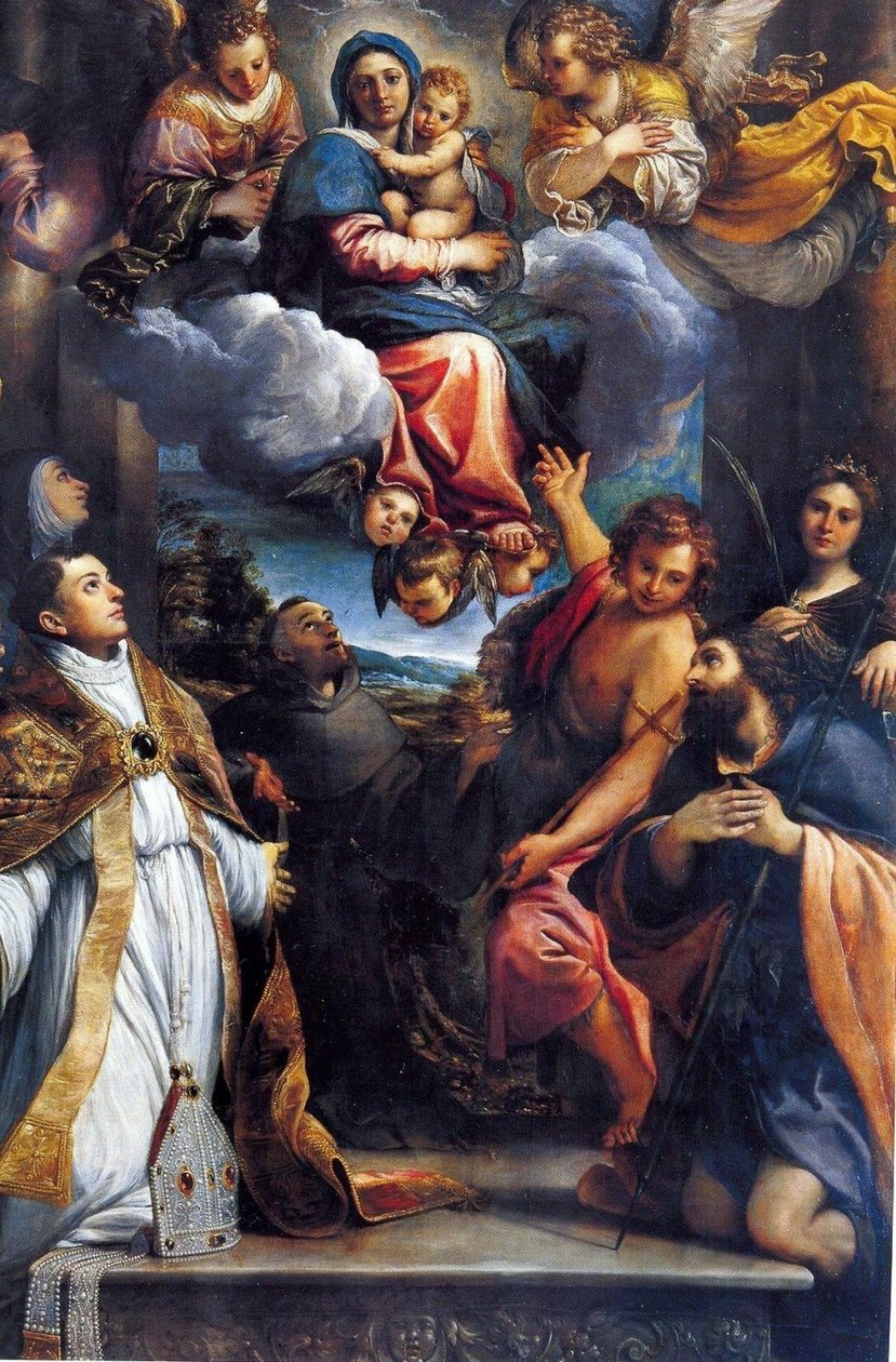 聖人と栄光のマドンナ 作： Annibale Carracci