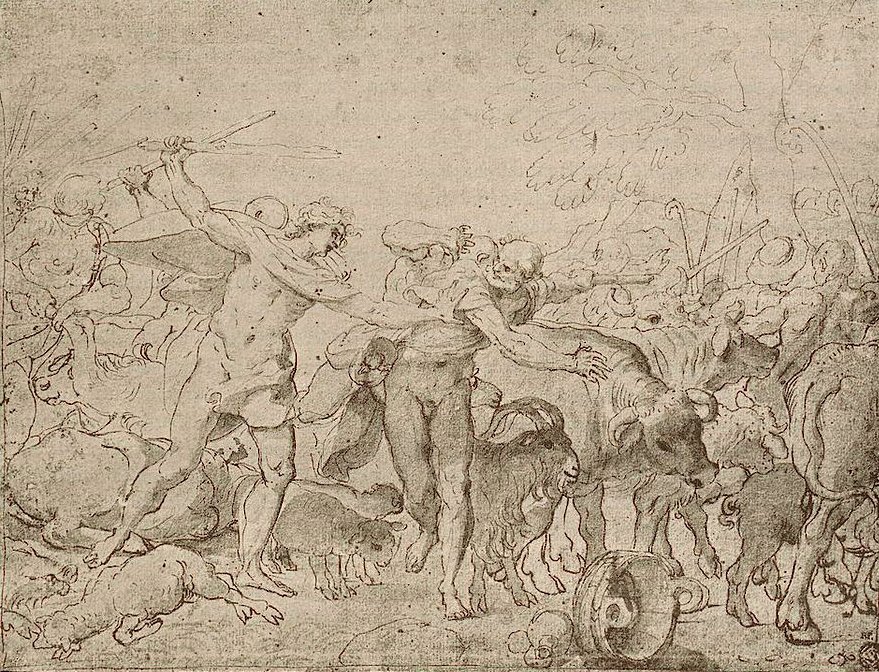 パラッツォマニャーニフレスコ画のスケッチ 作： Annibale Carracci