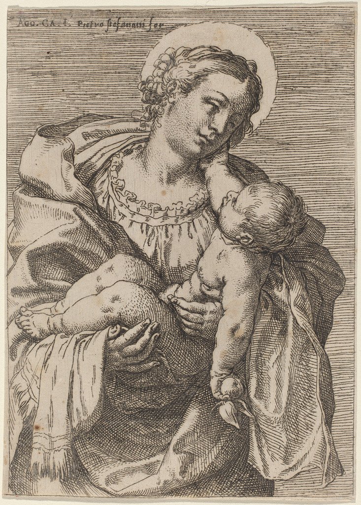リンゴとマドンナと子供 作： Annibale Carracci