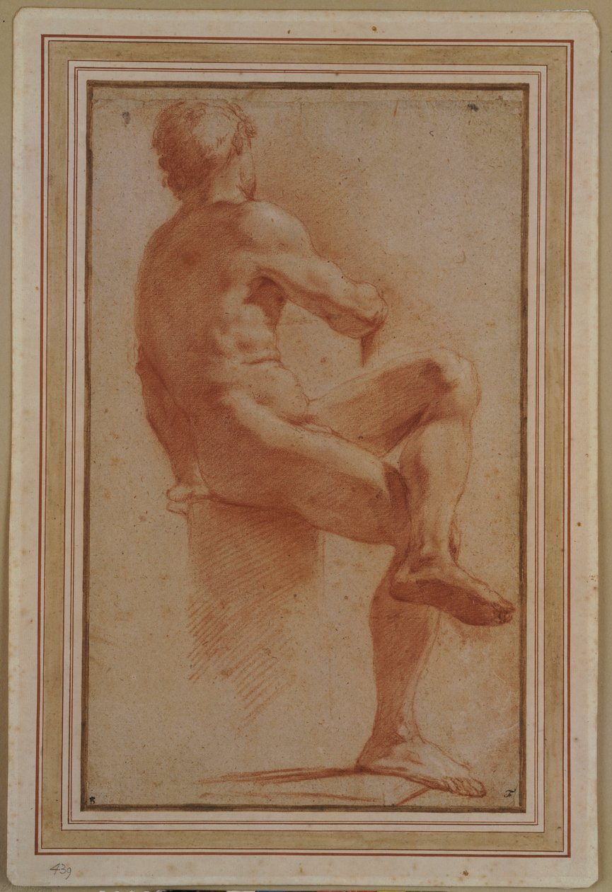 背を向けて座っている男性のヌード 作： Annibale Carracci