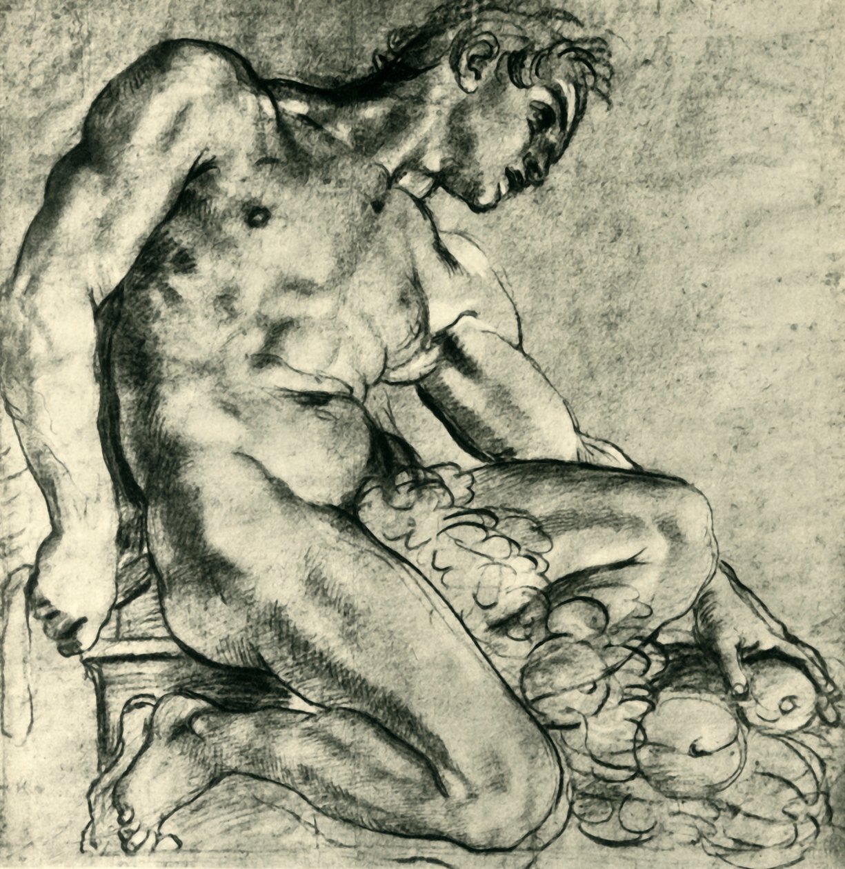 ガーランドと着席したイグヌード、1598〜1599、1943年。 作： Annibale Carracci