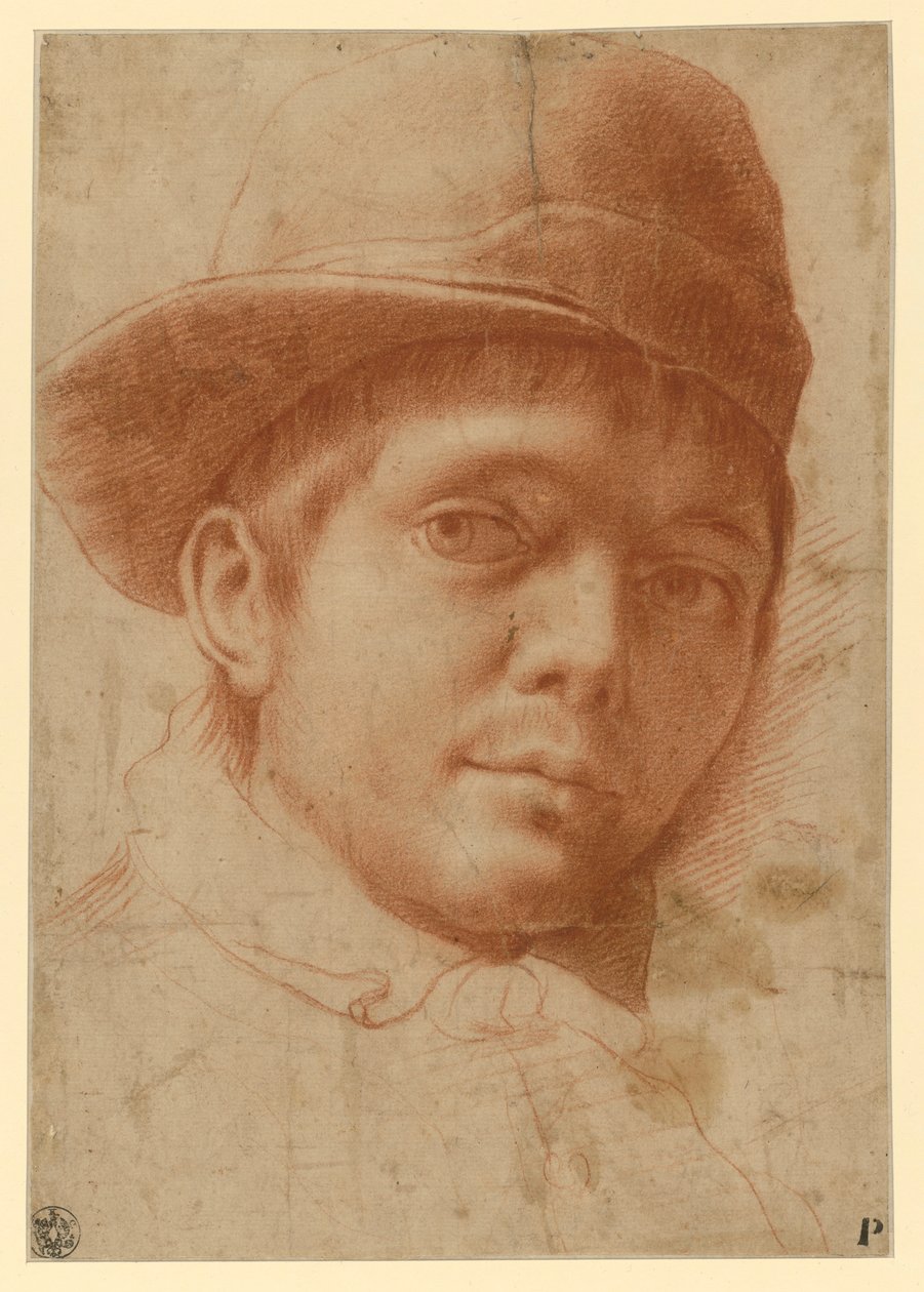 帽子をかぶった若い男性の肖像 作： Annibale Carracci