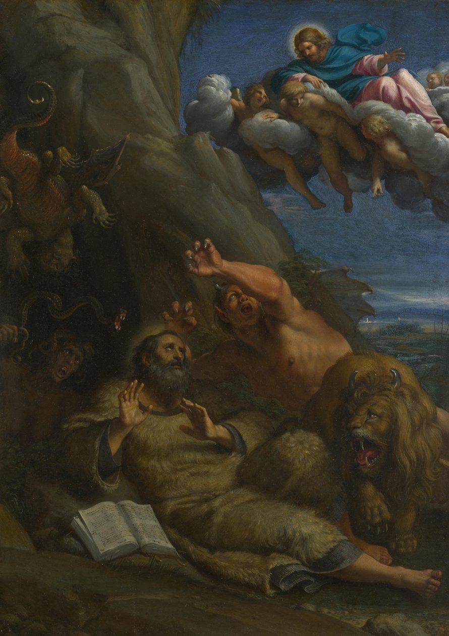 誘惑の間に聖アンソニーアボットに現れたキリストc。 1598 作： Annibale Carracci