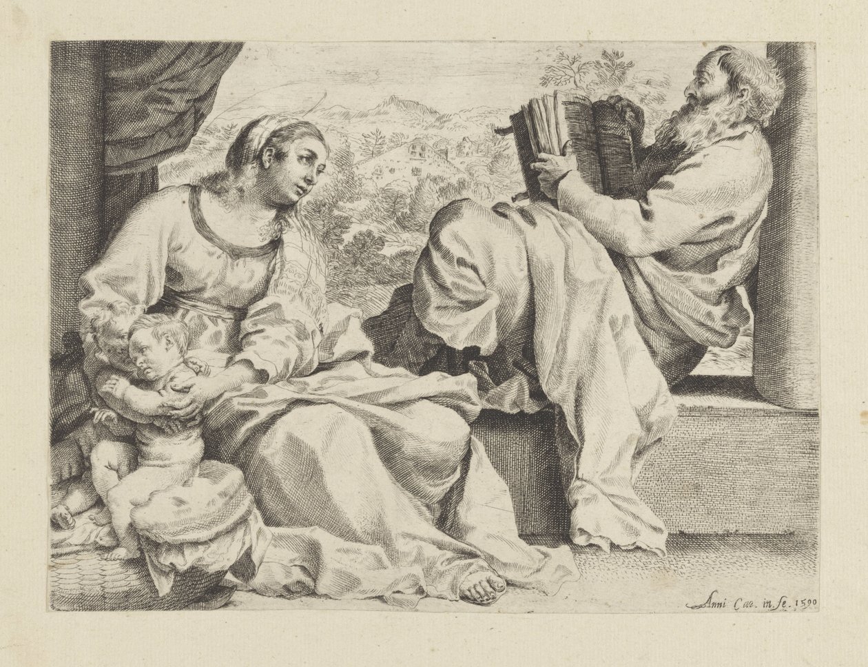 若い洗礼者ヨハネと聖家族 作： Annibale Carracci