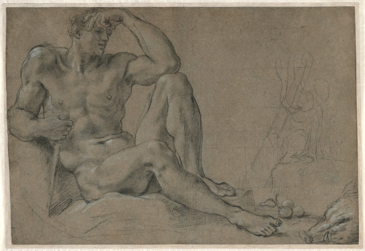 Hercules Resting (直腸); ハンドル付き足付き容器 (裏面) 作： Annibale Carracci