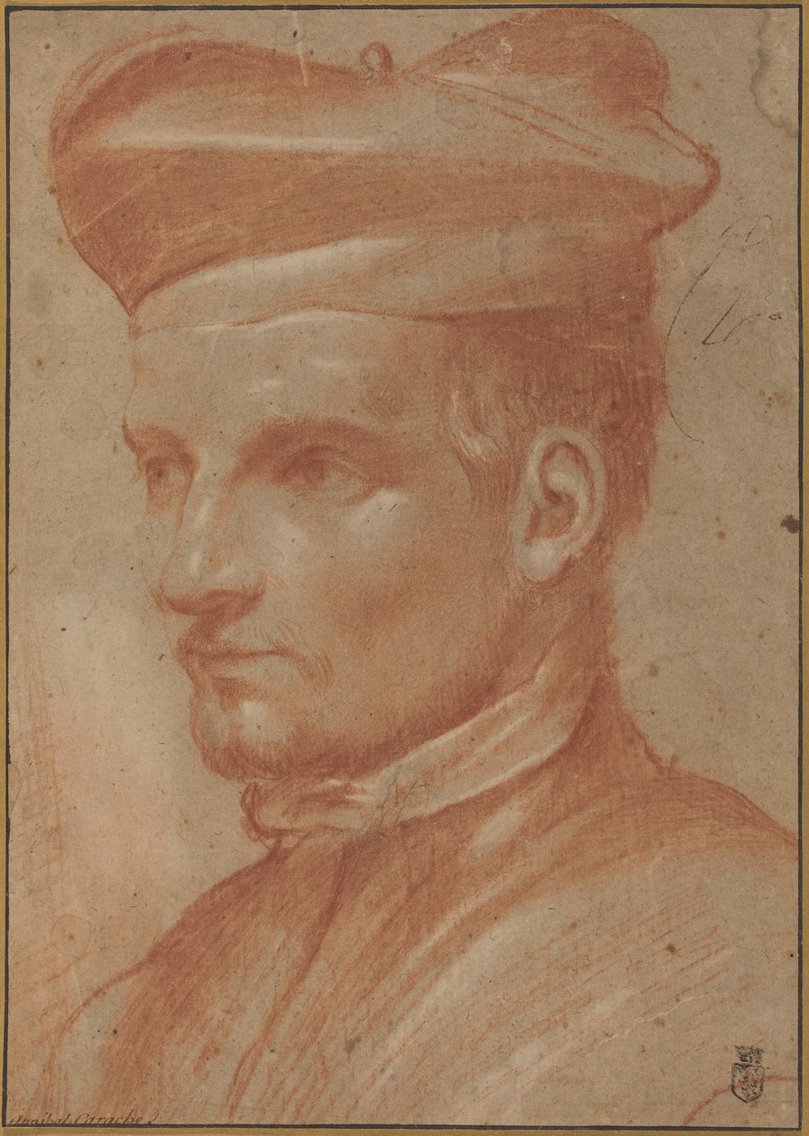 ビレッタをかぶった聖職者の肖像 作： Annibale Carracci
