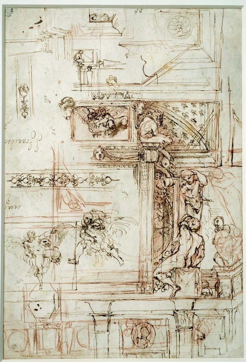 ファルネーゼ・ギャラリーのためのプロジェクト。Annibal Carracci Dit Carrache（1560-1609）のドローイング 作： Annibale Carracci