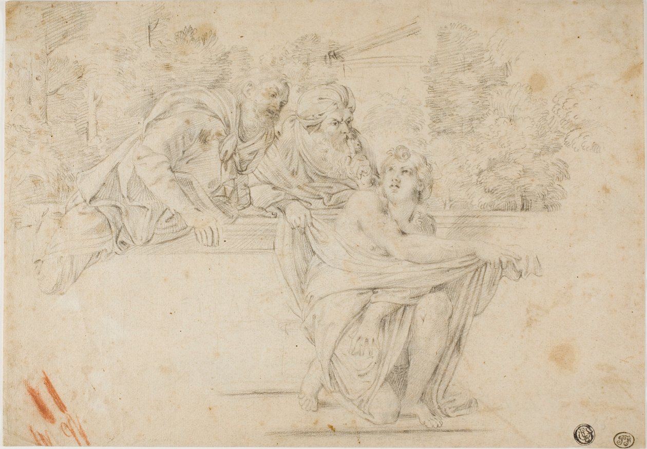 スザンナと長老たち (直訳); プロフィール 女性の頭 (裏面) 作： Annibale Carracci