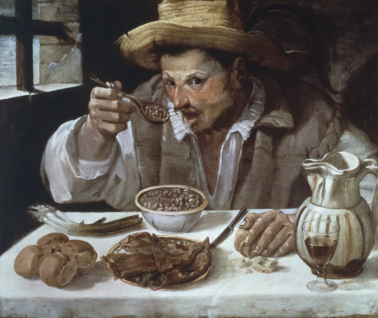 アンニバレ・カラッチ（1560-1609）作「豆を食べる人 作： Annibale Carracci