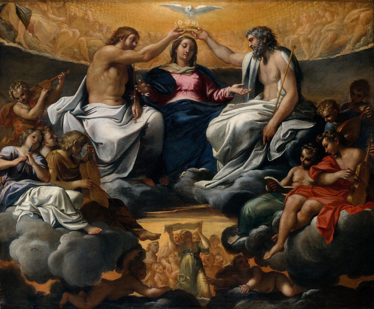 1595年以降の聖母の戴冠式。 作： Annibale Carracci