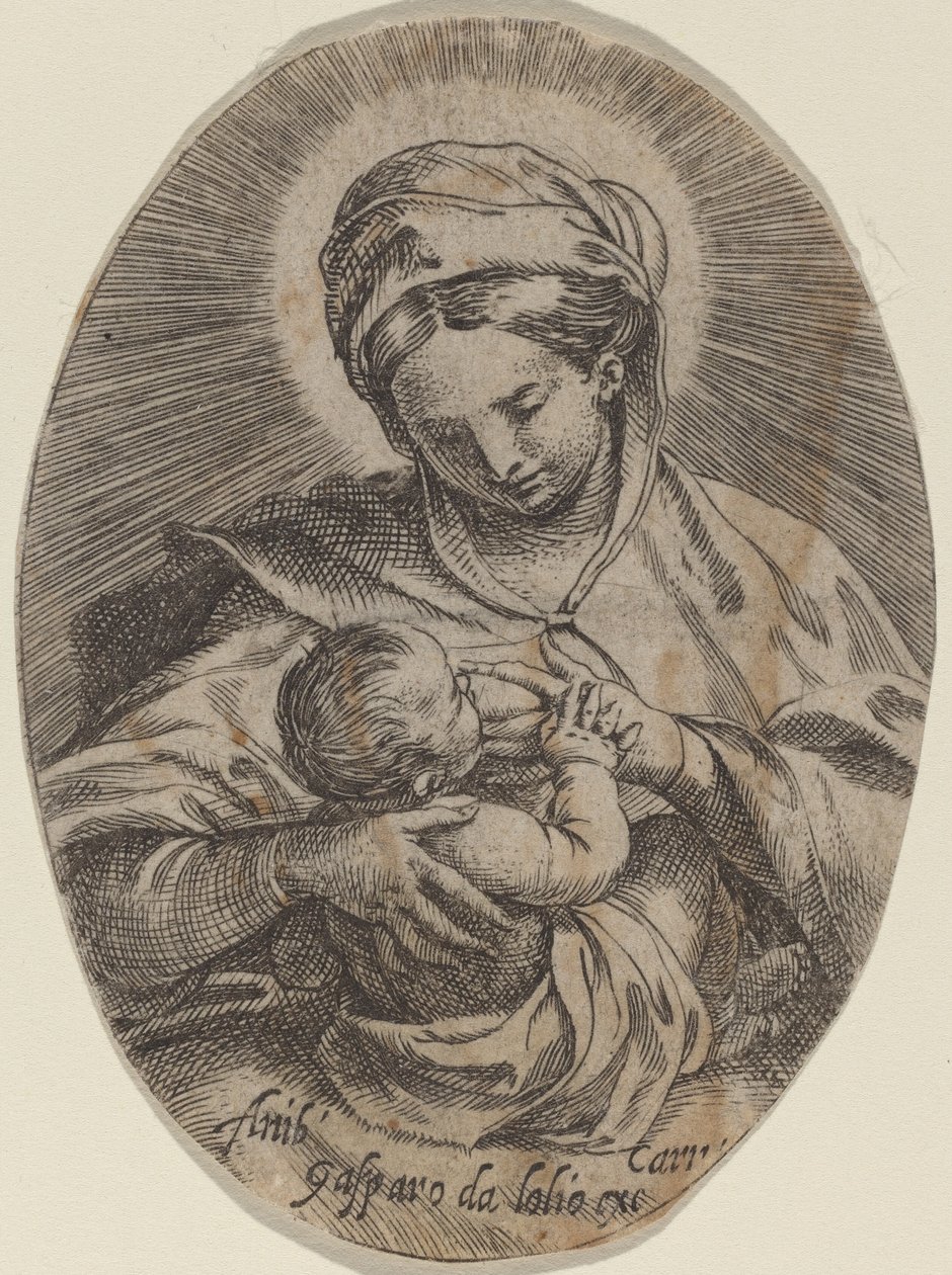 キリストの子供を看護するマドンナ 作： Annibale Carracci