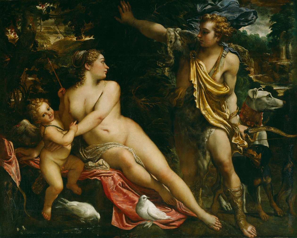 ヴィーナス、アドニス、キューピッド 作： Annibale Carracci