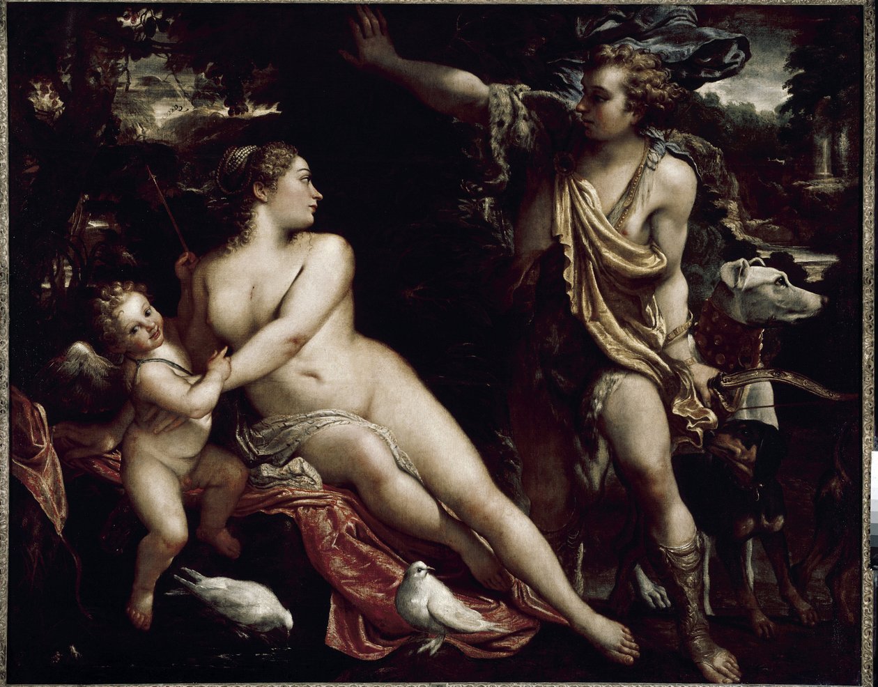 ヴィーナスとアドニス」（油彩・キャンバス、1588-1593年頃 作： Annibale Carracci