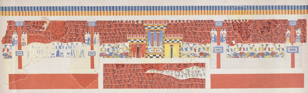 群集の風景のフレスコ画、クノッソス宮殿、ミノア、紀元前1500年頃 作： 不明不明