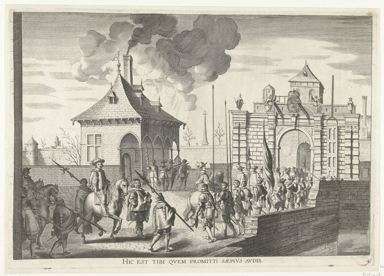 Aankomst bij de Brugse portt van Gent; incht van Ferdinand te Gent in 1635 (no. 4) これは、よく約束されているものです (オブジェクトのタイトル) Serがいるブルーゲンスの門。 枢機卿は街に入った 作： 匿名