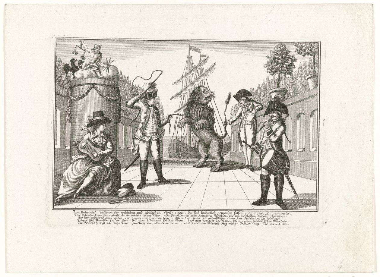De Hollandse Leeuw プルイセン作、1787 年 世俗的な正義と神の正義の違い: または、嘲笑された偽りの愛国的主権 (...) (オブジェクトのタイトル) 作： 匿名