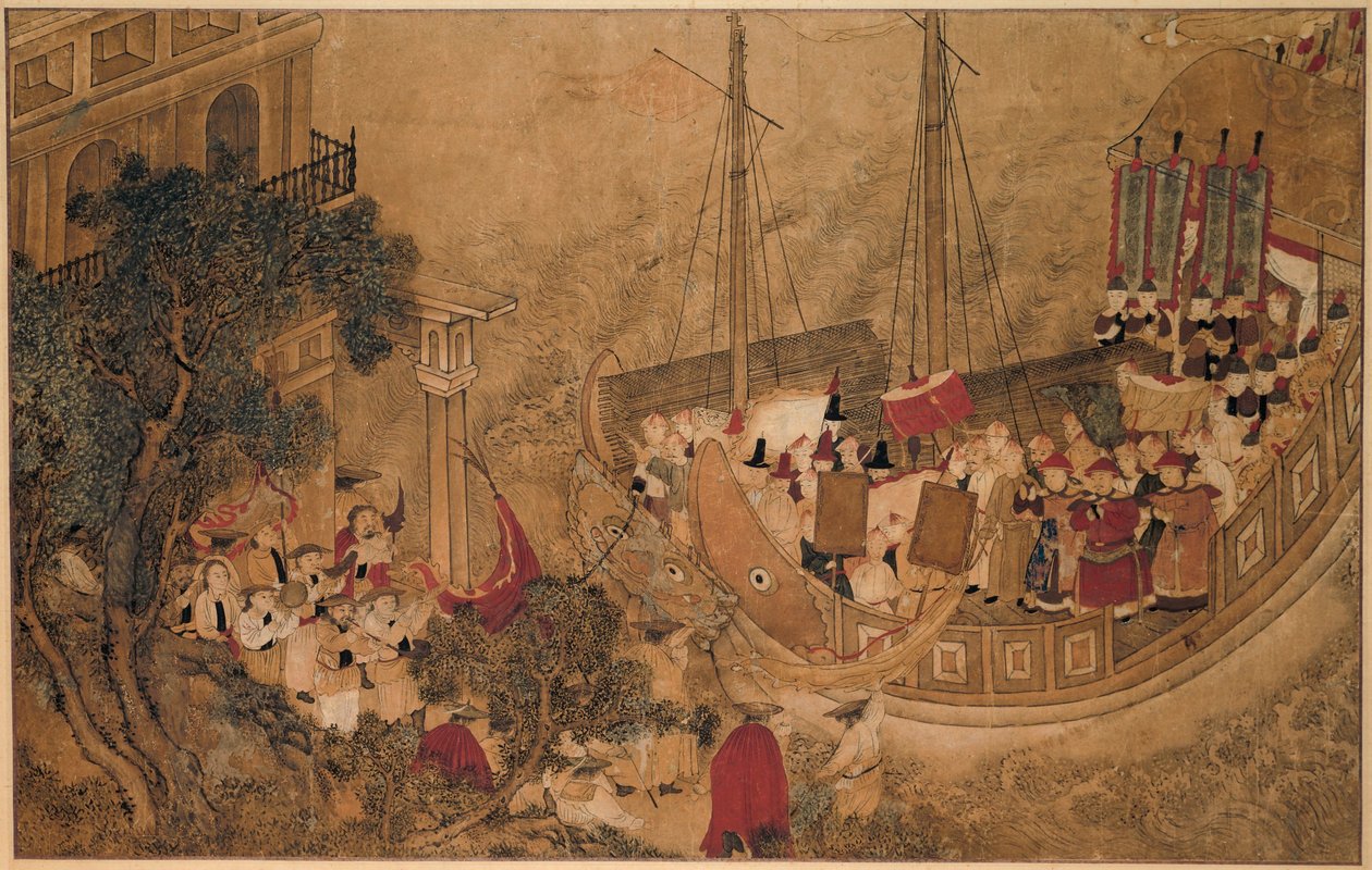 中国船がヨーロッパの建物に停泊 媽祖の不思議（シリーズタイトル） 作： 匿名