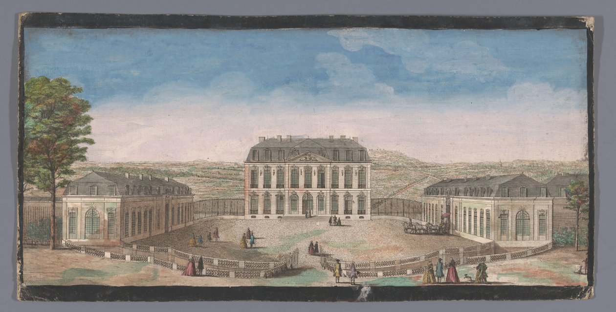 ムードンのシャトー・ド・ベルヴューの正面の眺め Vüe du Chateau de Belle-Vüe Prize du côté de la cour (オブジェクトのタイトル) 作： 匿名