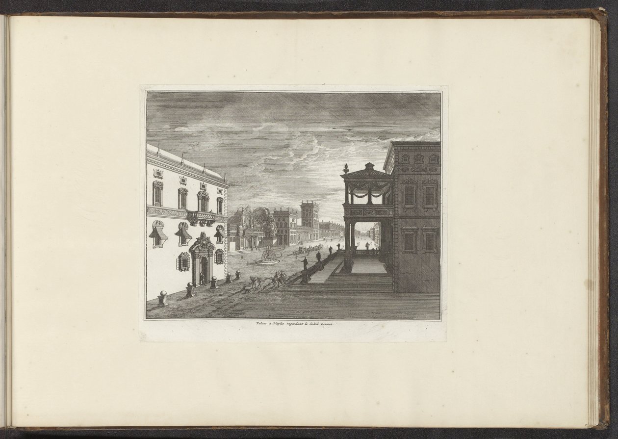 日没時のナポリの宮殿の眺め Palais à Naples regerdant le Soleil Levant (オブジェクトのタイトル) ヴェネツィア、リヴォルノ、ナポリ、ローマの宮殿とモニュメント (シリーズ タイトル) 作： 匿名
