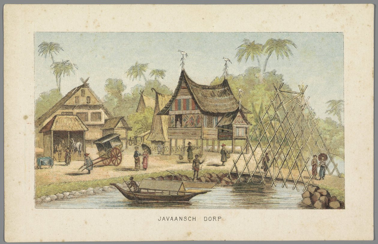 1883年、アムステルダム万国博覧会でのジャワの村 ジャワの村 (オブジェクトのタイトル) 1883 年のアムステルダムの思い出 (オブジェクトのシリーズ タイトル) 作： 匿名