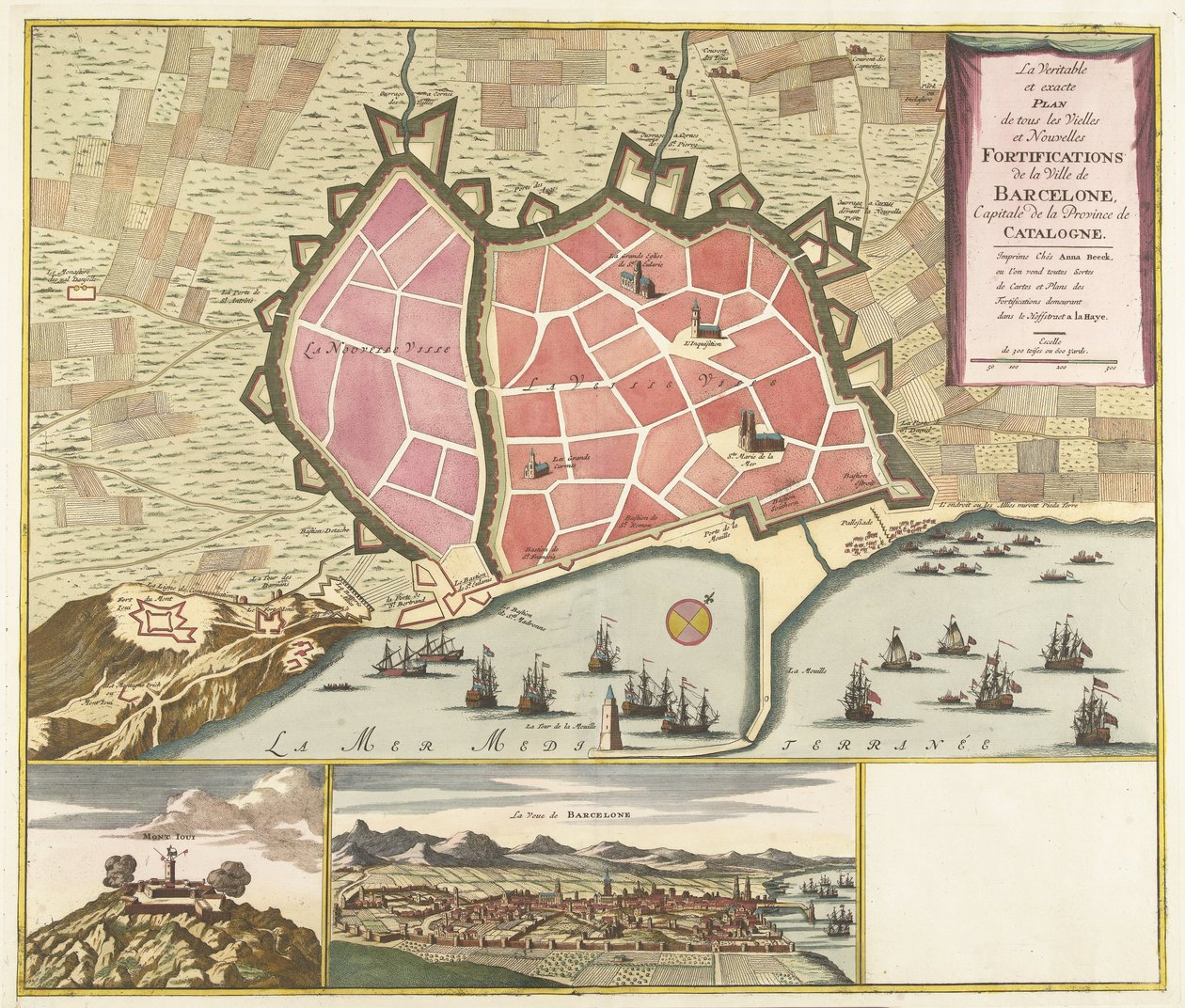 カールト・ヴァン・バルセロナ、カリフォルニア州。 1706年 カタルーニャ州の州都であるバルセロナ市のすべての古い要塞と新しい要塞の真の正確な計画 (オブジェクトのタイトル) 作： 匿名