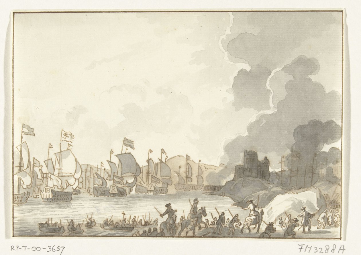 1702年、カディスにイギリスとオランダの艦隊が上陸 作： 匿名