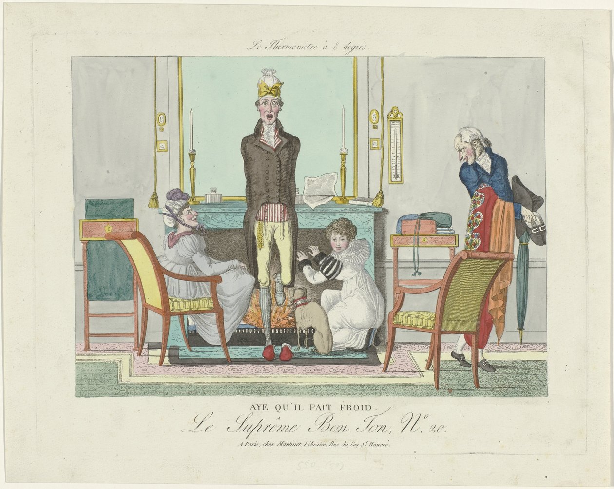 Le Supreme Bon Ton, The 8 Degree Thermometer, 1800-1815, No. 20: ええ、寒いです。 作： 匿名
