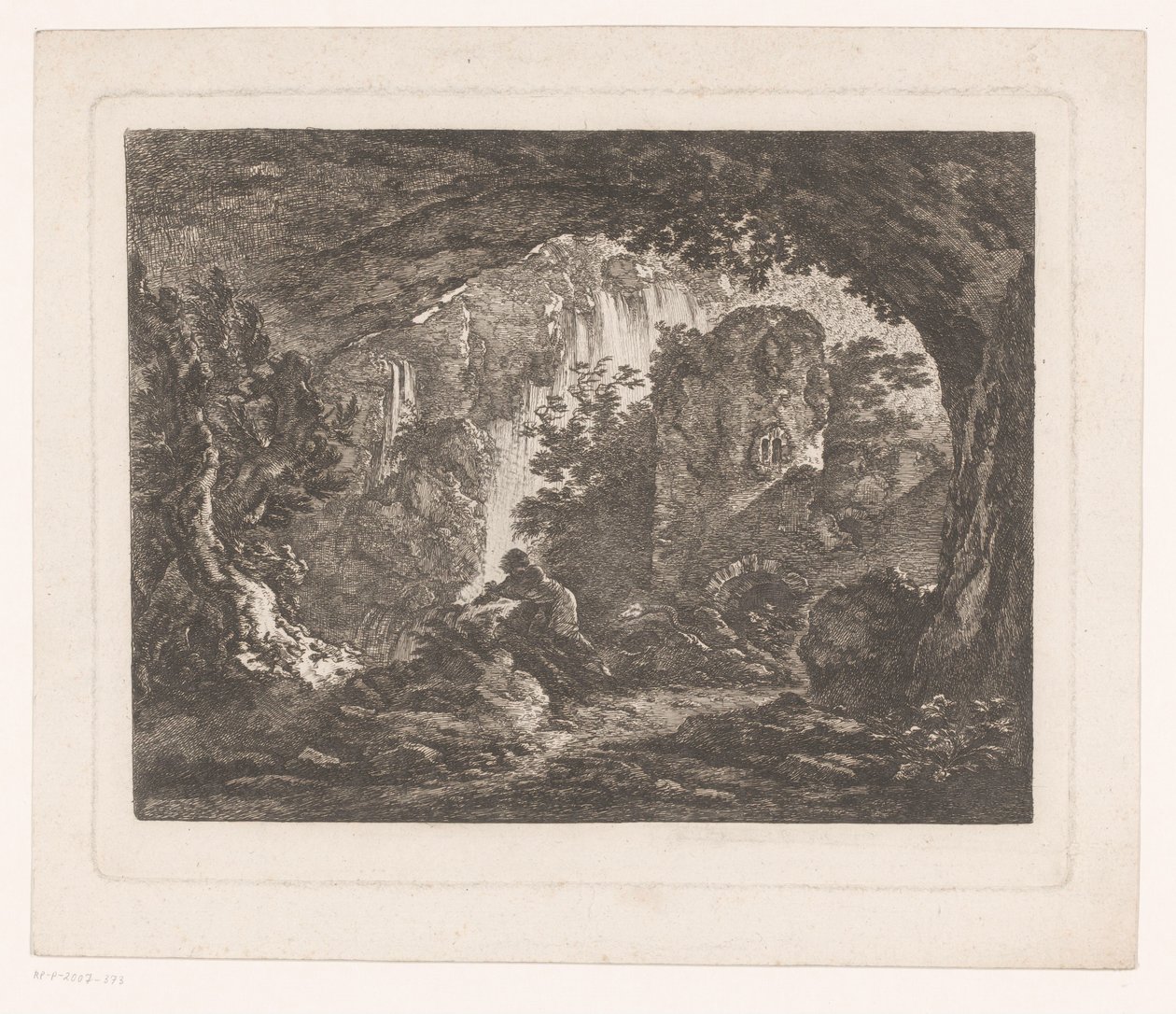 蛇から逃げる男 イグナス・デュヴィヴィエによる絵画の後の版画（シリーズタイトル） Differens Sujets Graves et dessinés par Ignace du Vivier: d