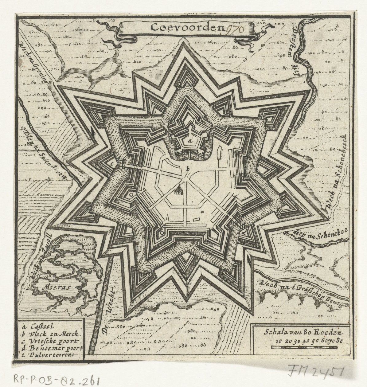Coevorden の地図、1672 年 Coevorden (オブジェクトのタイトル) 作： 匿名