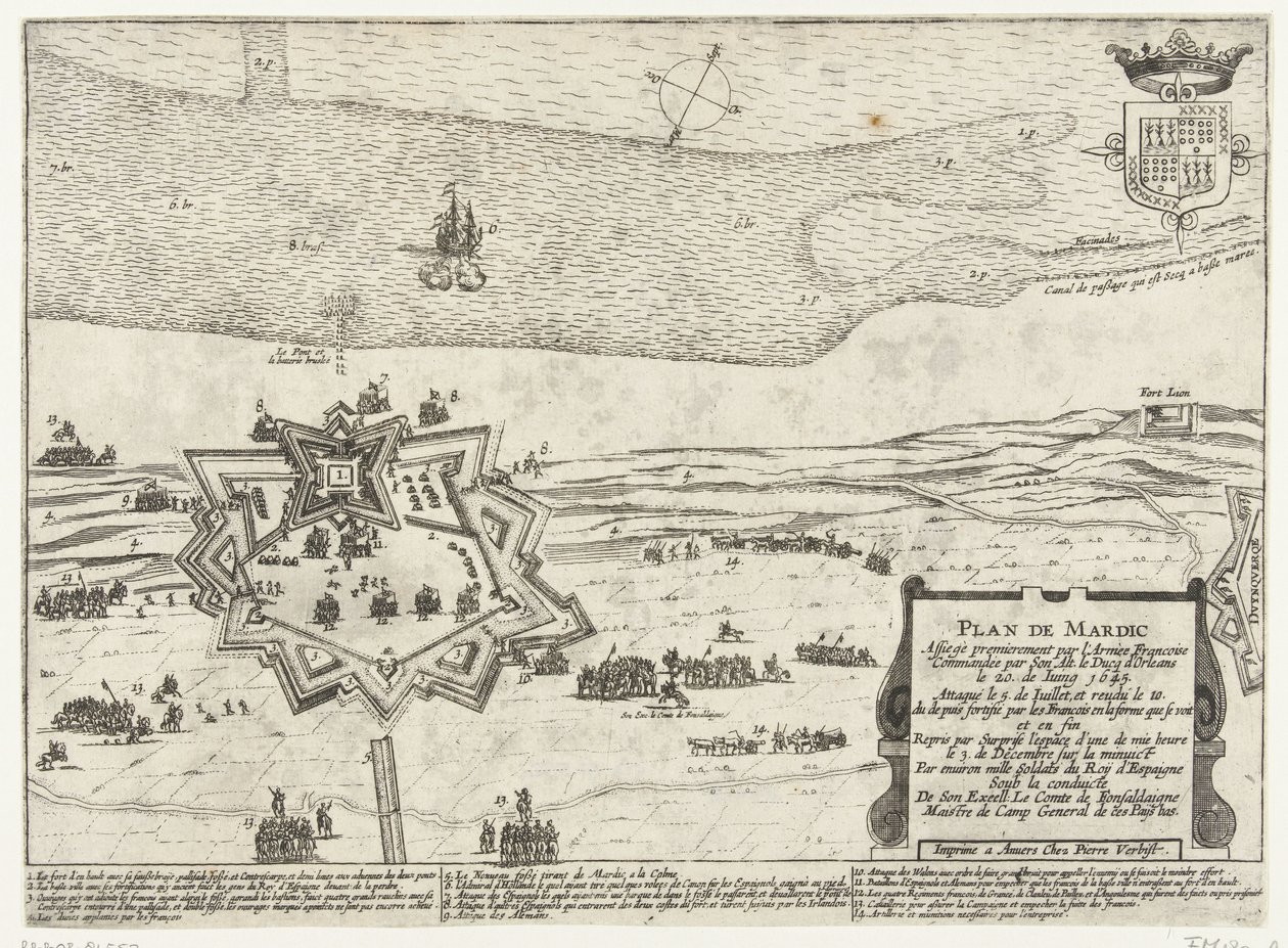 マルダイク砦の地図、1645 年 マルディックを計画する (オブジェクトのタイトル) 作： 匿名