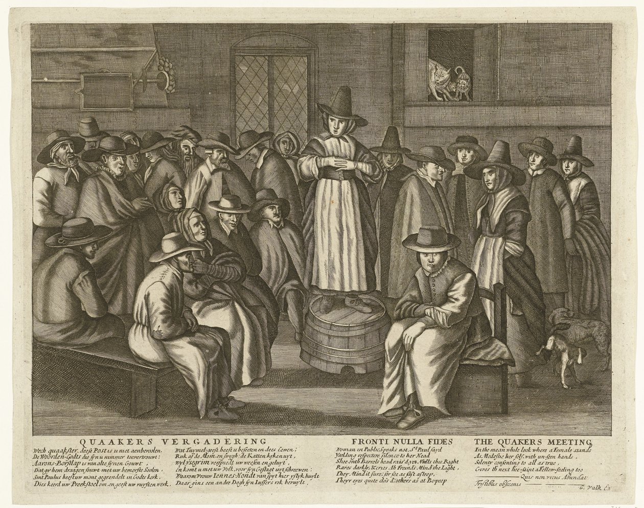 イギリスのクエーカー教徒の漫画、1656 年頃 クエーカー会議 / Fronti Nulla Fides / クエーカー会議 (オブジェクトのタイトル) 作： 匿名