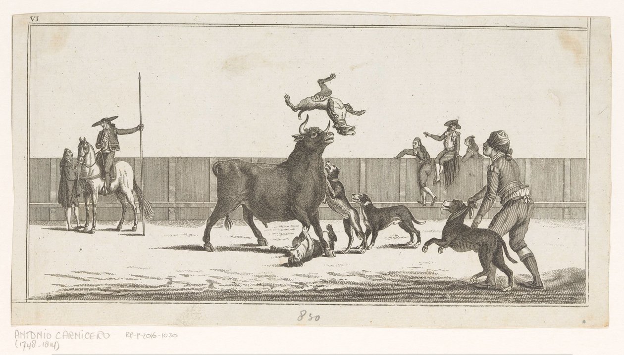 犬に襲われた雄牛 Coleccion de las principales suertes de una corrida de toros (オブジェクトのシリーズ タイトル) 闘牛の最重要技集（連載タイトル） 作： 匿名